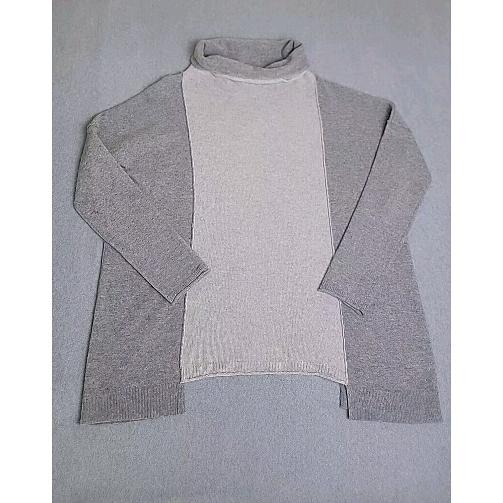 Mantovani Studio Turtleneck Sweater Women L Grey Wool Cashmere Colorblock Italy